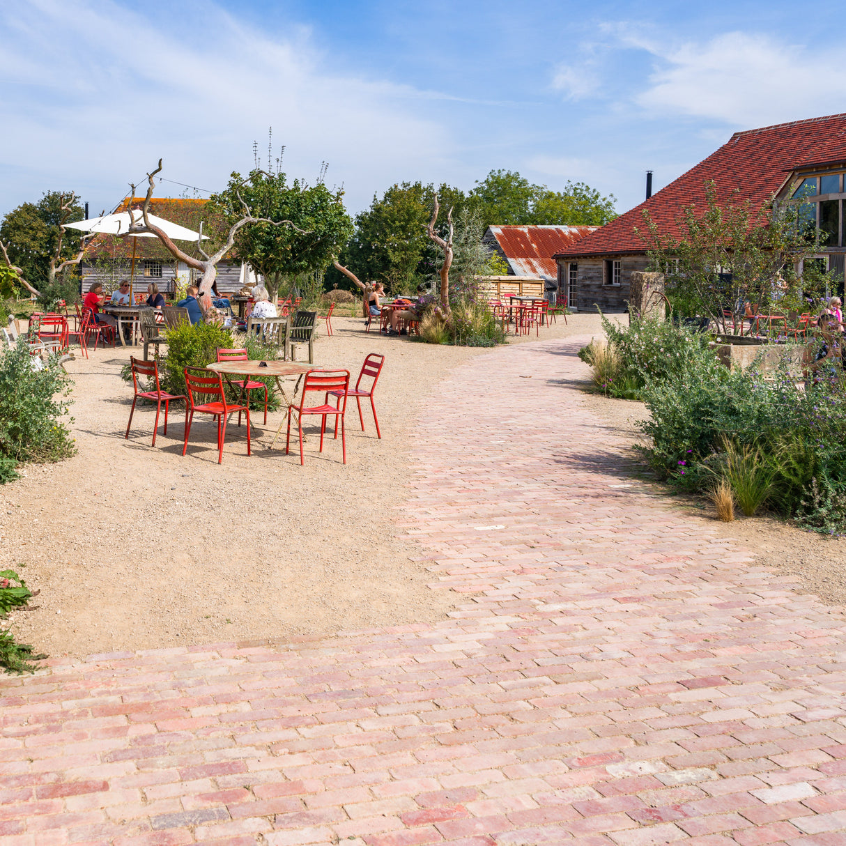 Farm Shop Outdoor Garden With Clay Brick Pathways