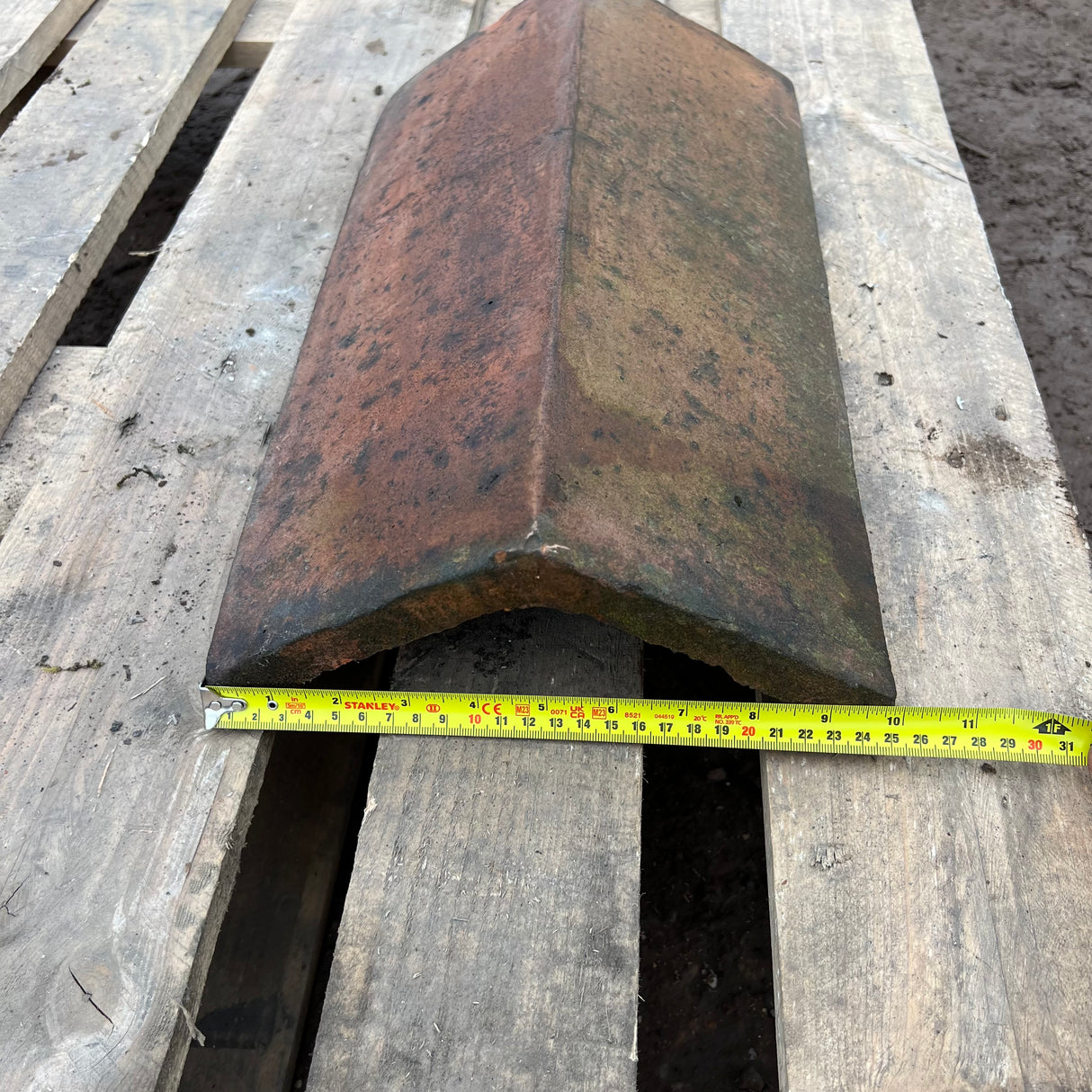 Reclaimed Brindle Triangle Clay Roof Ridge Tile - 115 Degree