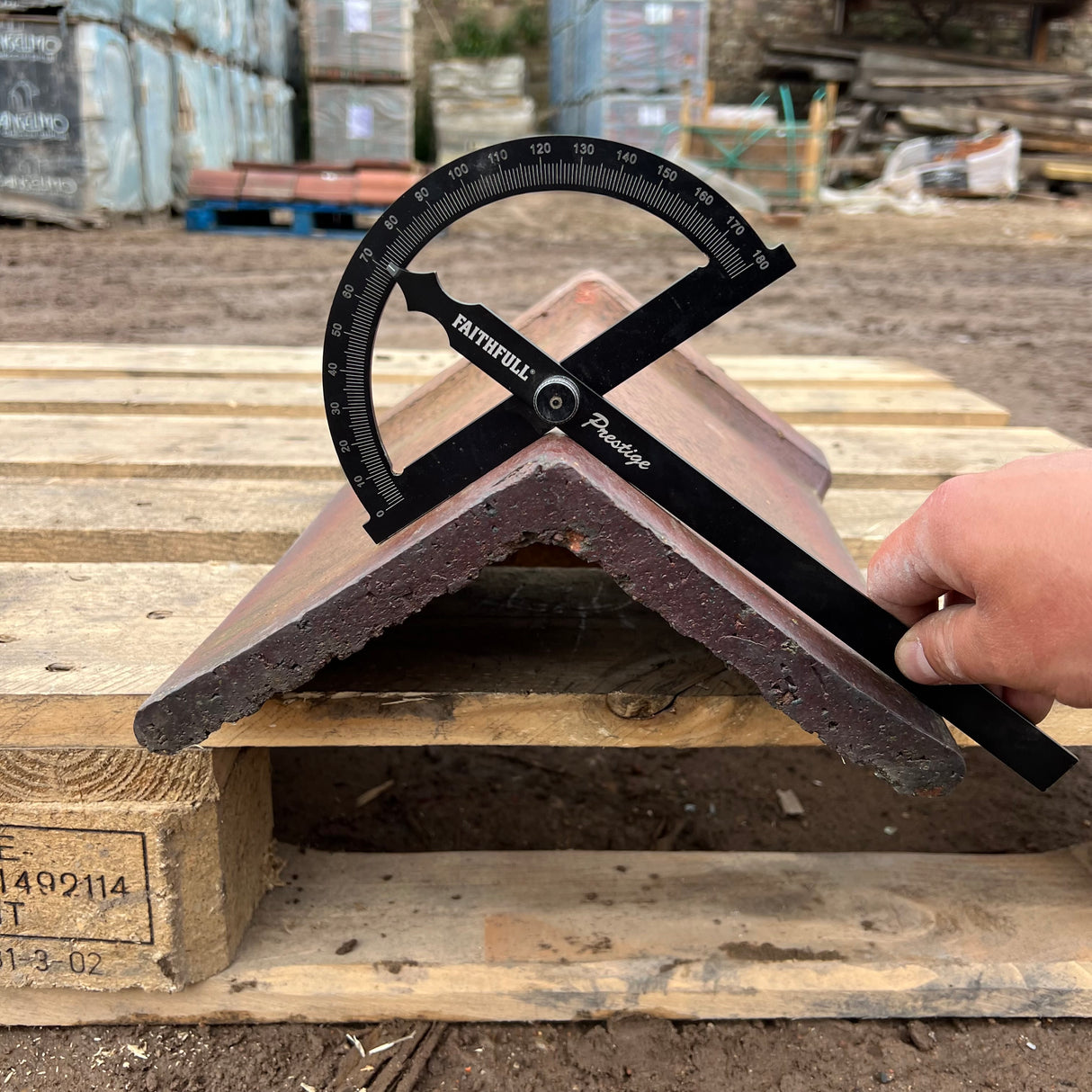 Reclaimed Brindle Blue Triangle Capped Clay Roof Ridge Tile - 110 Degree