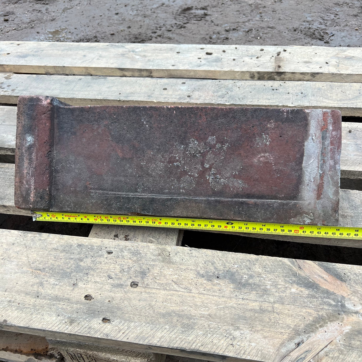 Reclaimed Weathered Red Angled Capped Clay Roof Ridge Tile - 90 Degree