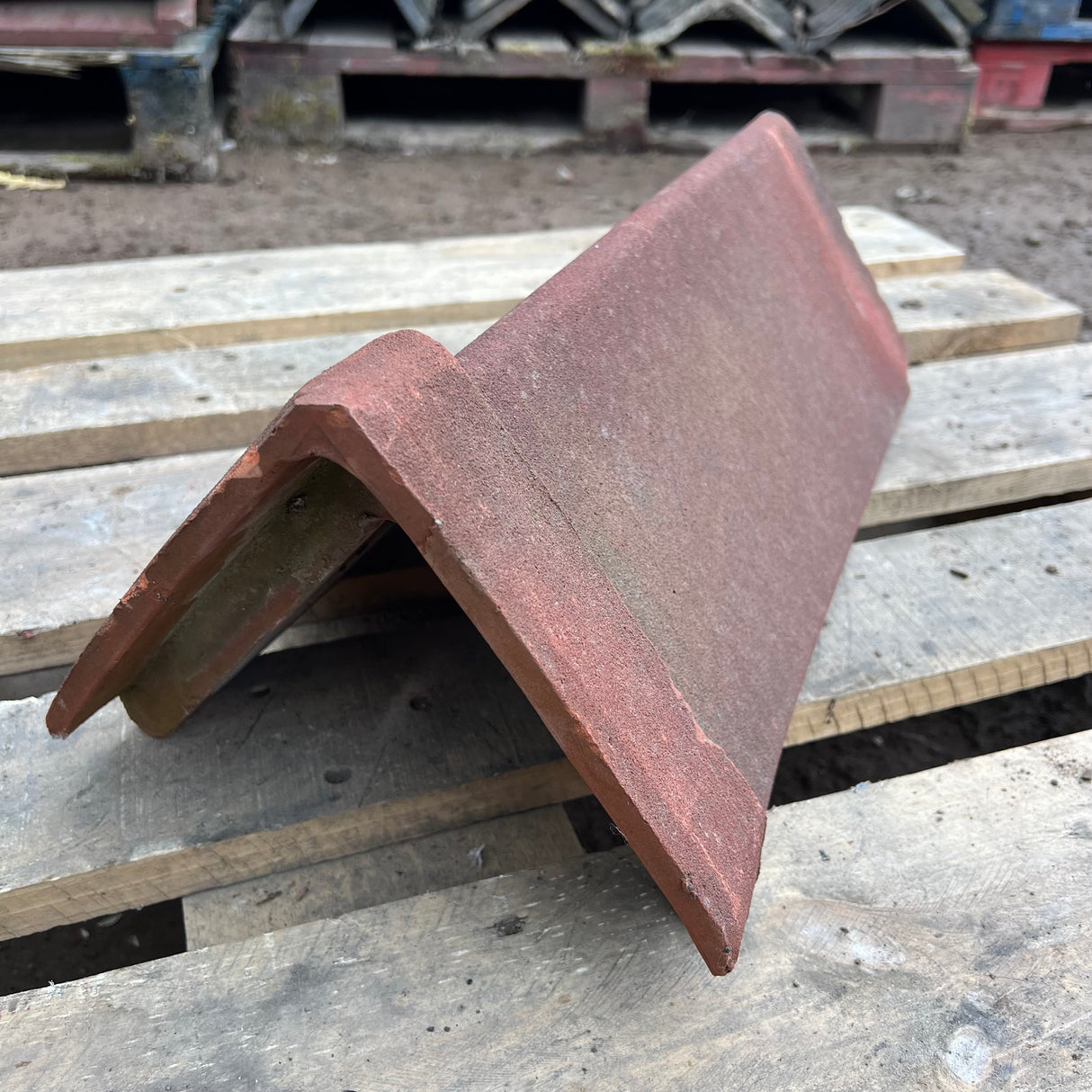 Reclaimed Terracotta Red Triangle Capped Roof Ridge Tile - 85 Degree