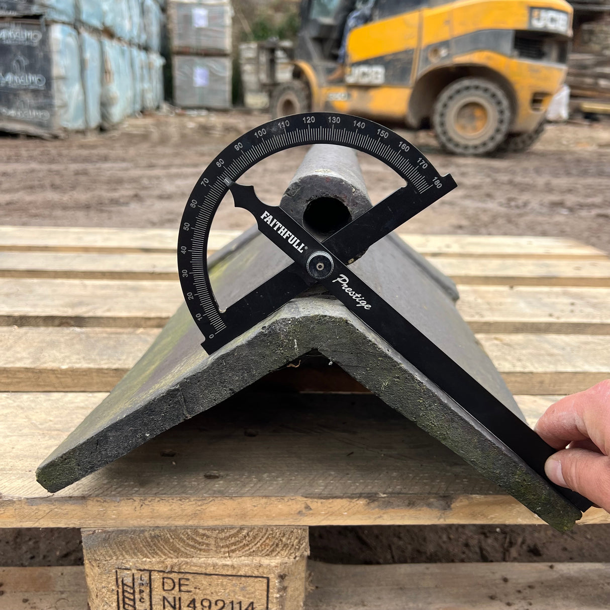 Reclaimed Staffordshire Blue Roll Top Capped Clay Roof Ridge Tile - 100 Degree