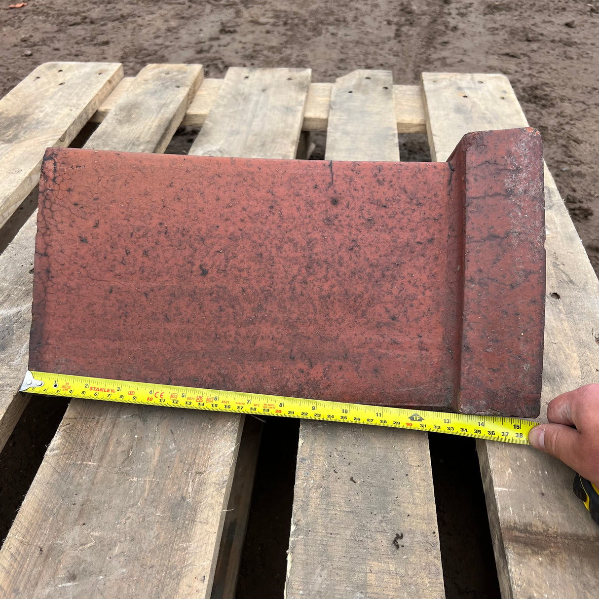 Reclaimed Red Clay Triangular Capped Roof Ridge Tile - 85 Degree