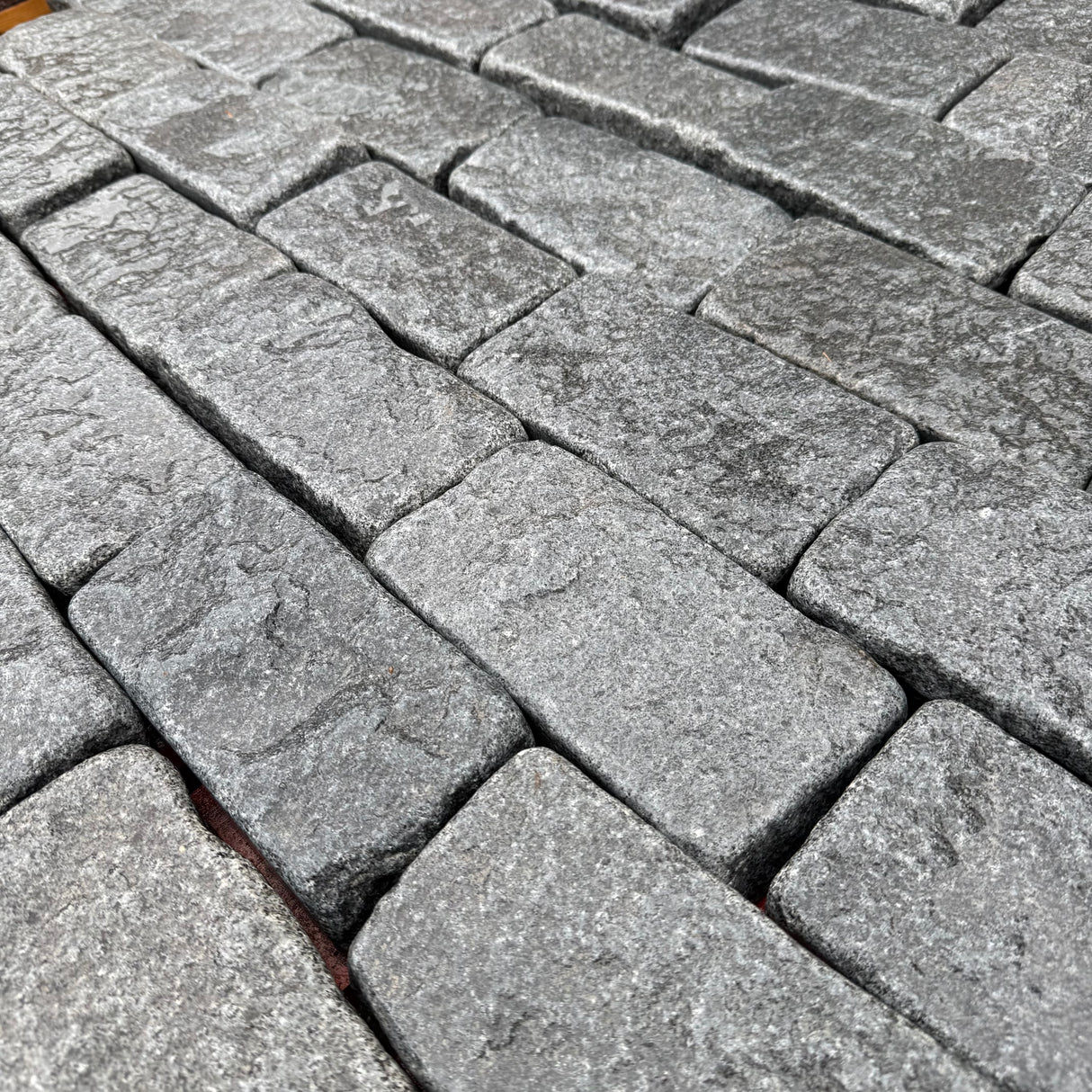 Black Tumbled Granite Cobble Setts - 200mm x 100mm - Per SQM
