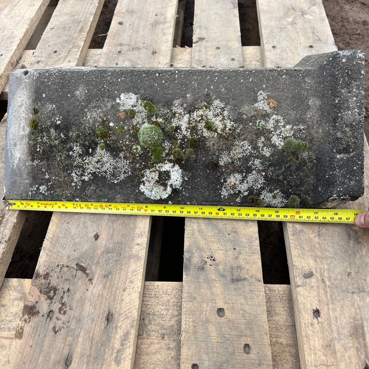 Reclaimed 18" Capped Concrete Grey Roof Ridge Tiles - 110 Degree