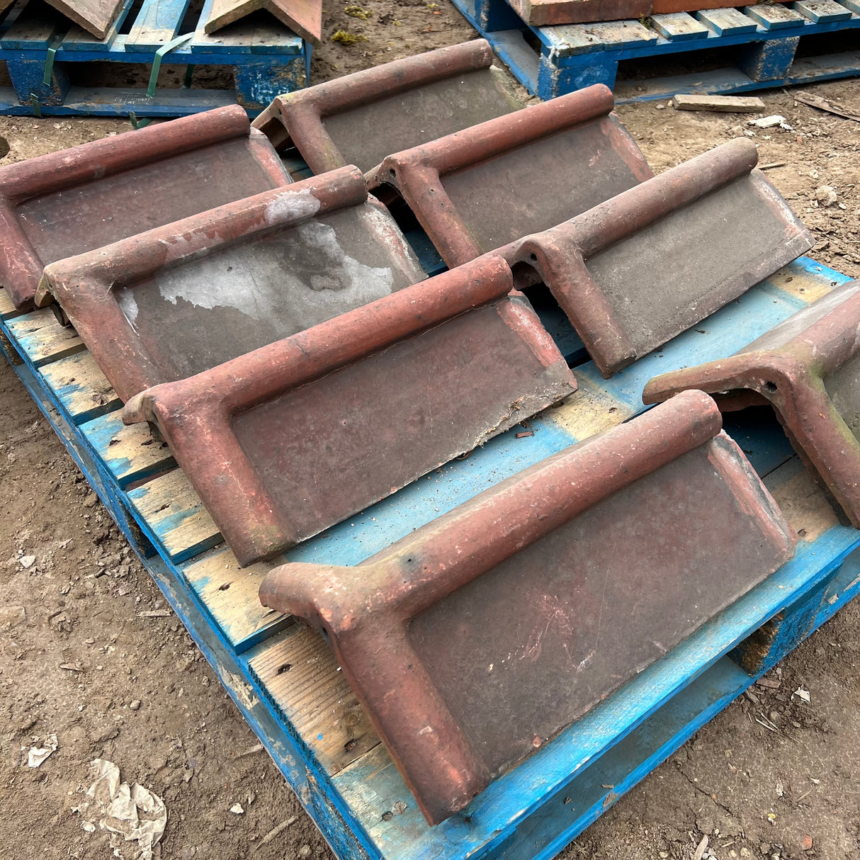 Reclaimed Red Roll Top Capped Ridge Tiles 105 Degree - Job Lot of 8