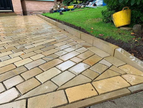 yorkstone Tumbled Stone setts block Paving drive path driveway