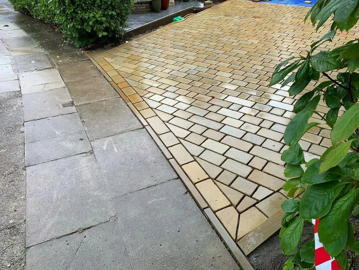 yorkstone Tumbled Stone setts block Paving drive path driveway