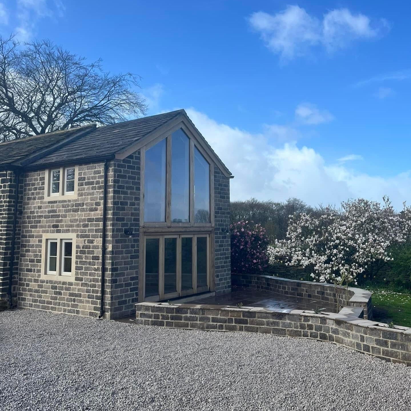 Reclaimed Stone House Extension & Cobble Driveway in Holmfirth