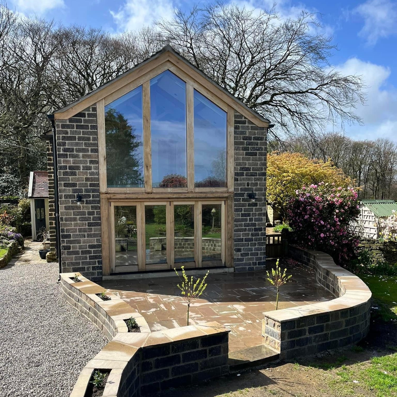 Reclaimed Stone House Extension & Cobble Driveway in Holmfirth