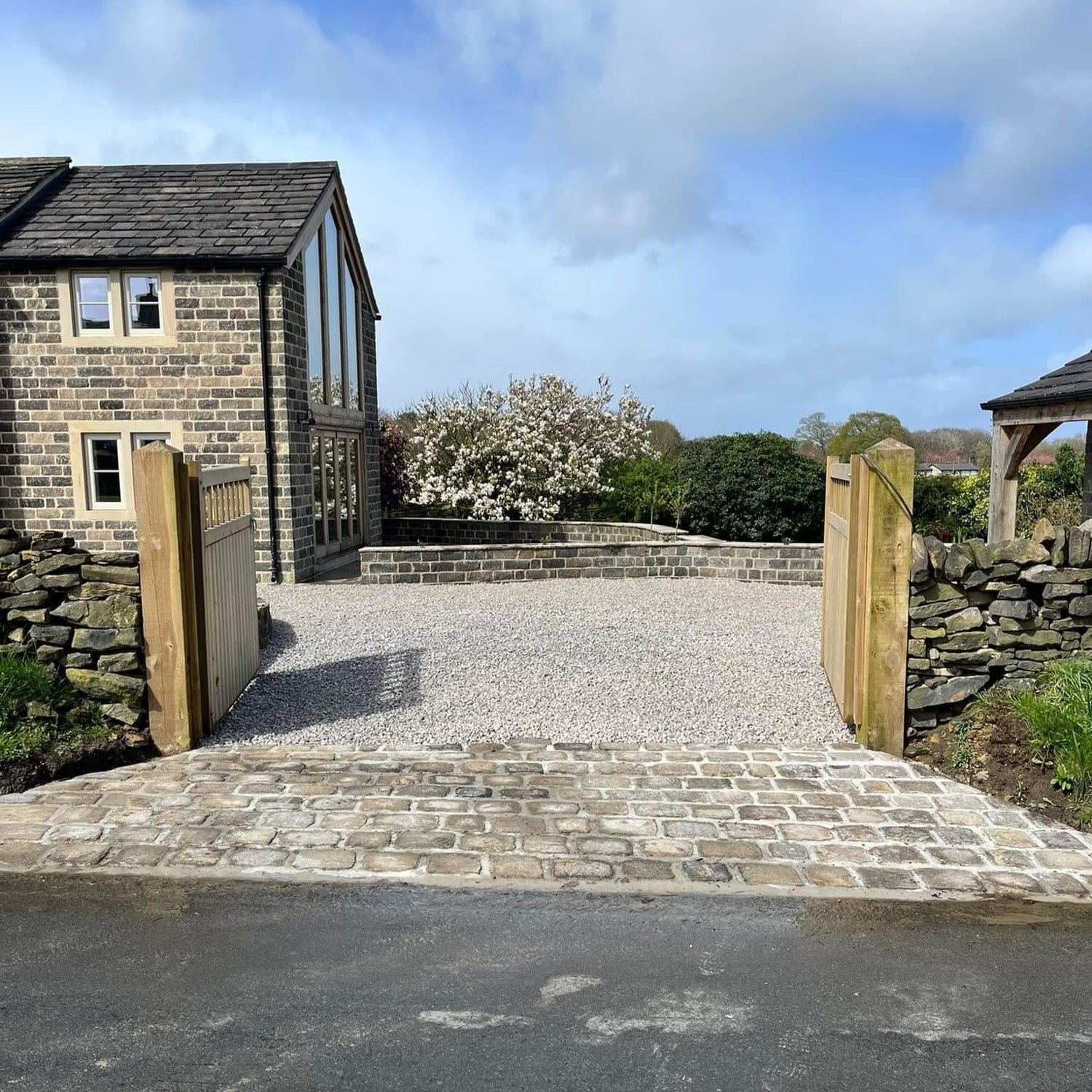 Reclaimed Stone House Extension & Cobble Driveway in Holmfirth