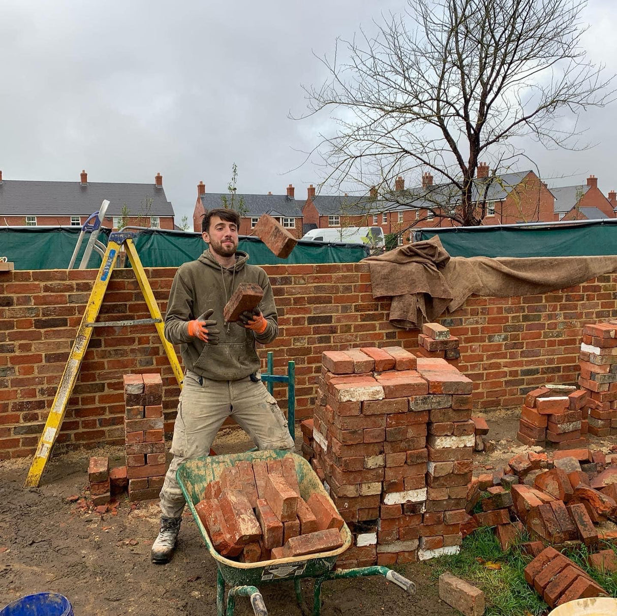 Reclaimed Handmade Brick Wall in Telford