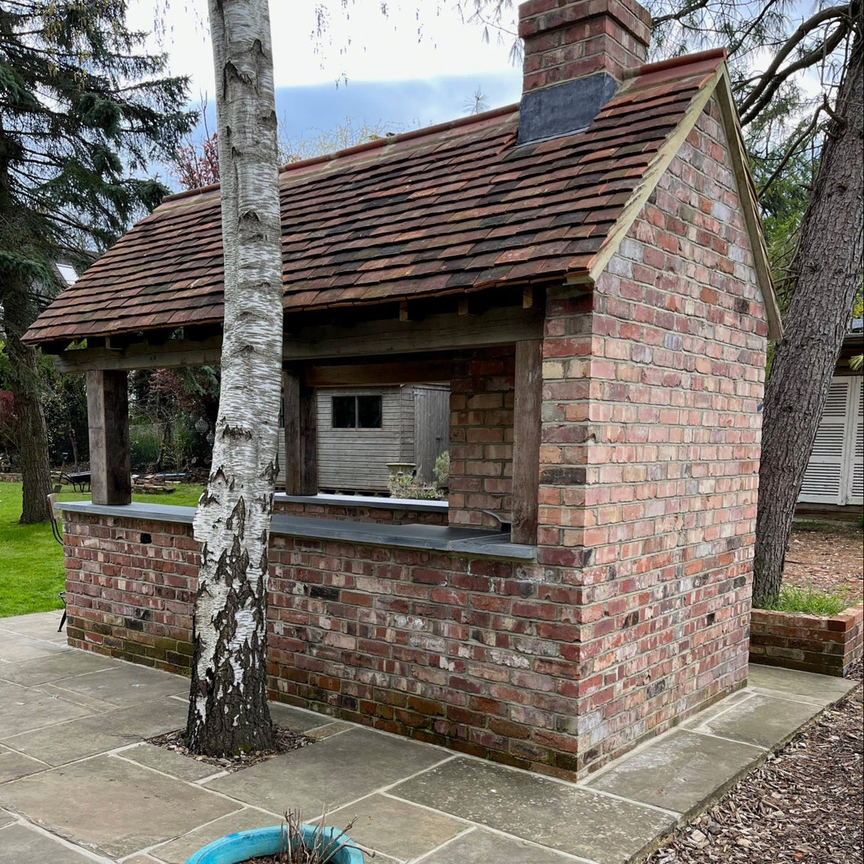 Wirecut Brick Outdoor Kitchen and Stone Patio in Kent