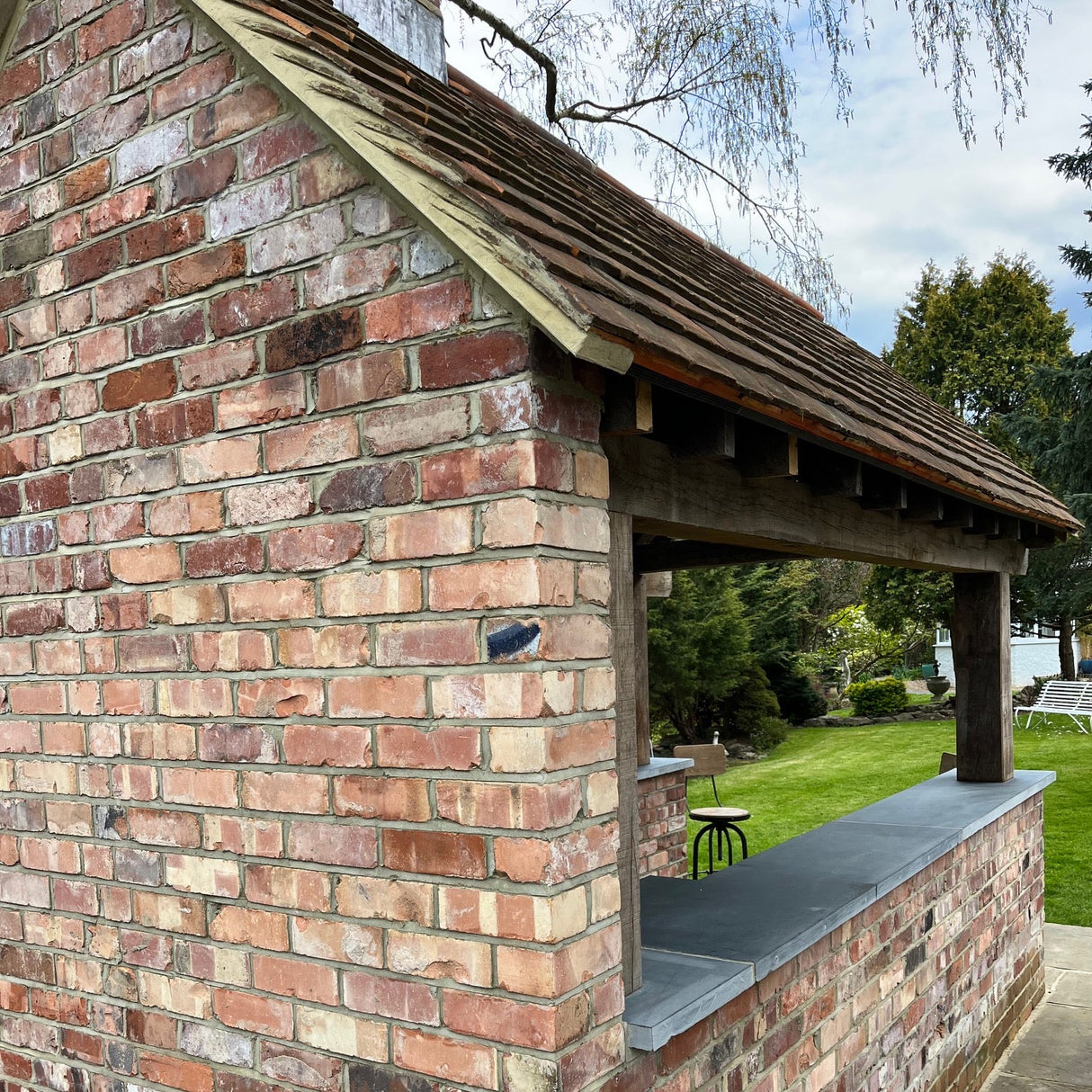 Wirecut Brick Outdoor Kitchen and Stone Patio in Kent