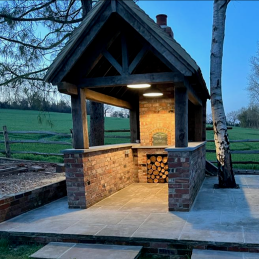 Wirecut Brick Outdoor Kitchen and Stone Patio in Kent