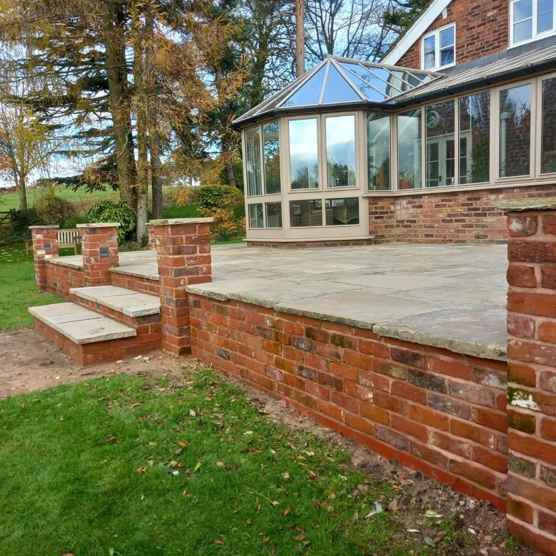 Reclaimed Brick Raised Patio in Manchester