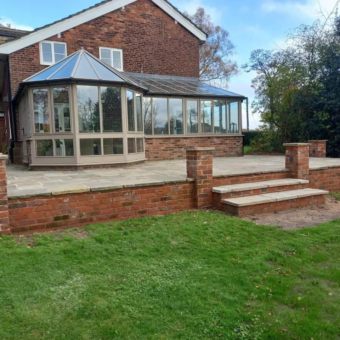Reclaimed Brick Raised Patio in Manchester