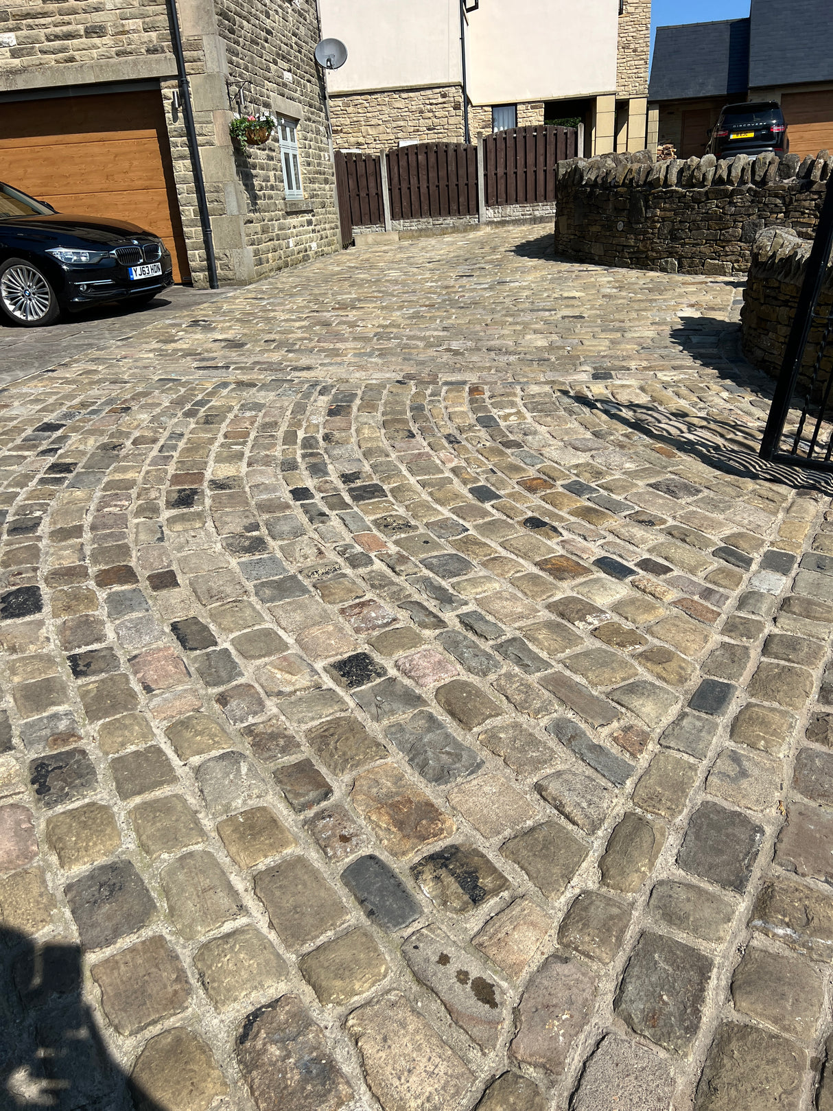 Reclaimed Gritstone Cobble Driveway in Huddersfield, Yorkshire