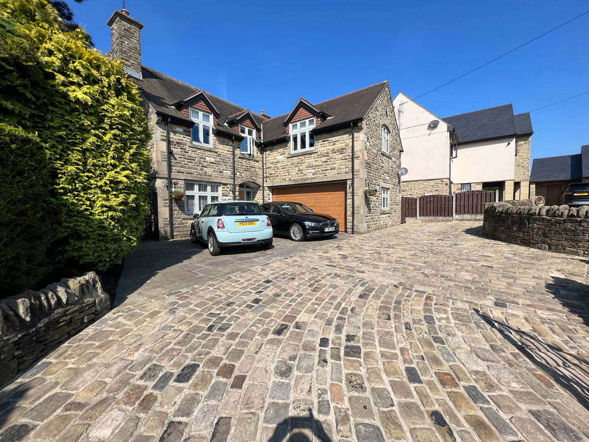 Reclaimed Gritstone Cobble Driveway in Huddersfield, Yorkshire