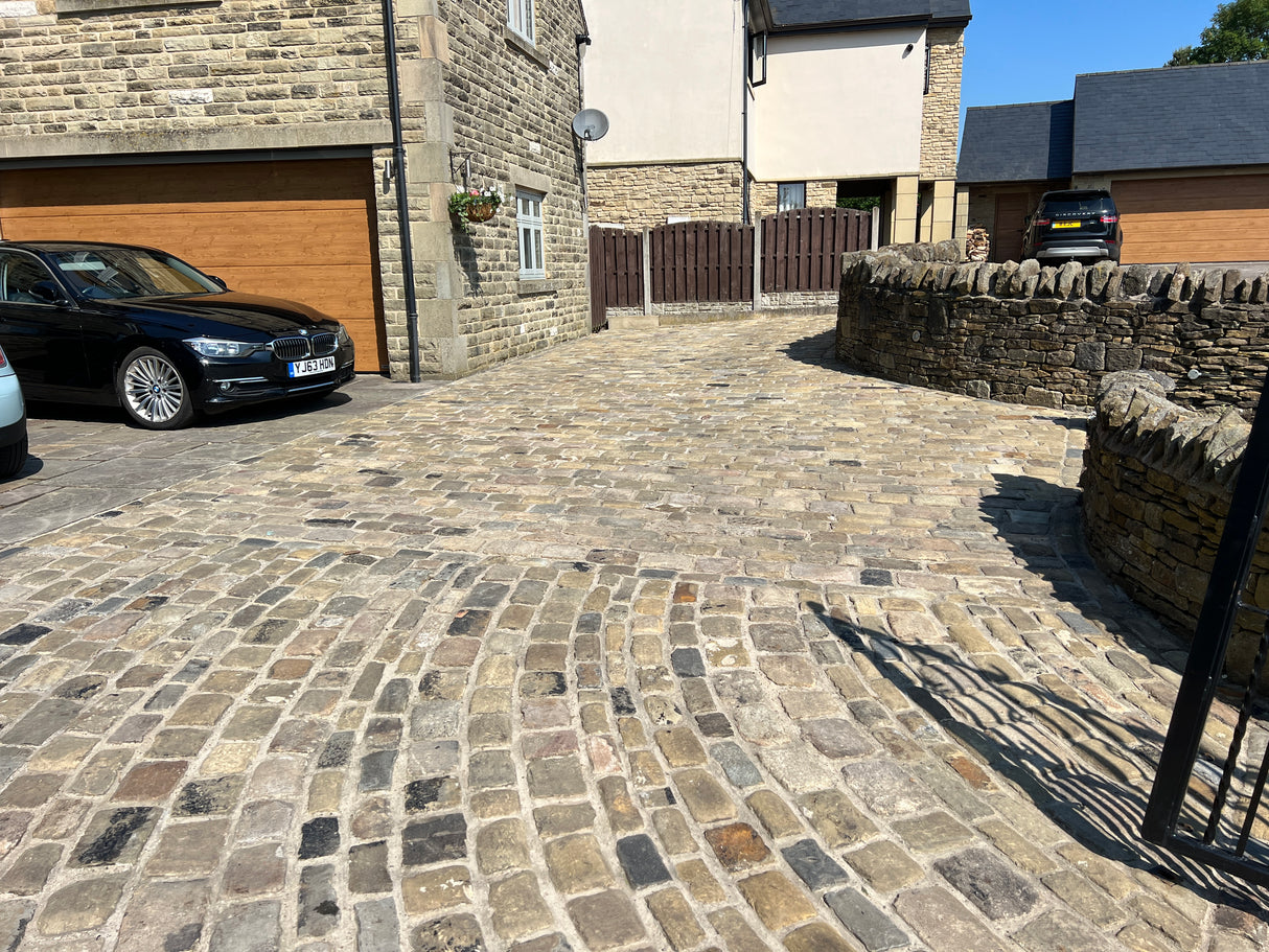 Reclaimed Gritstone Cobble Driveway in Huddersfield, Yorkshire