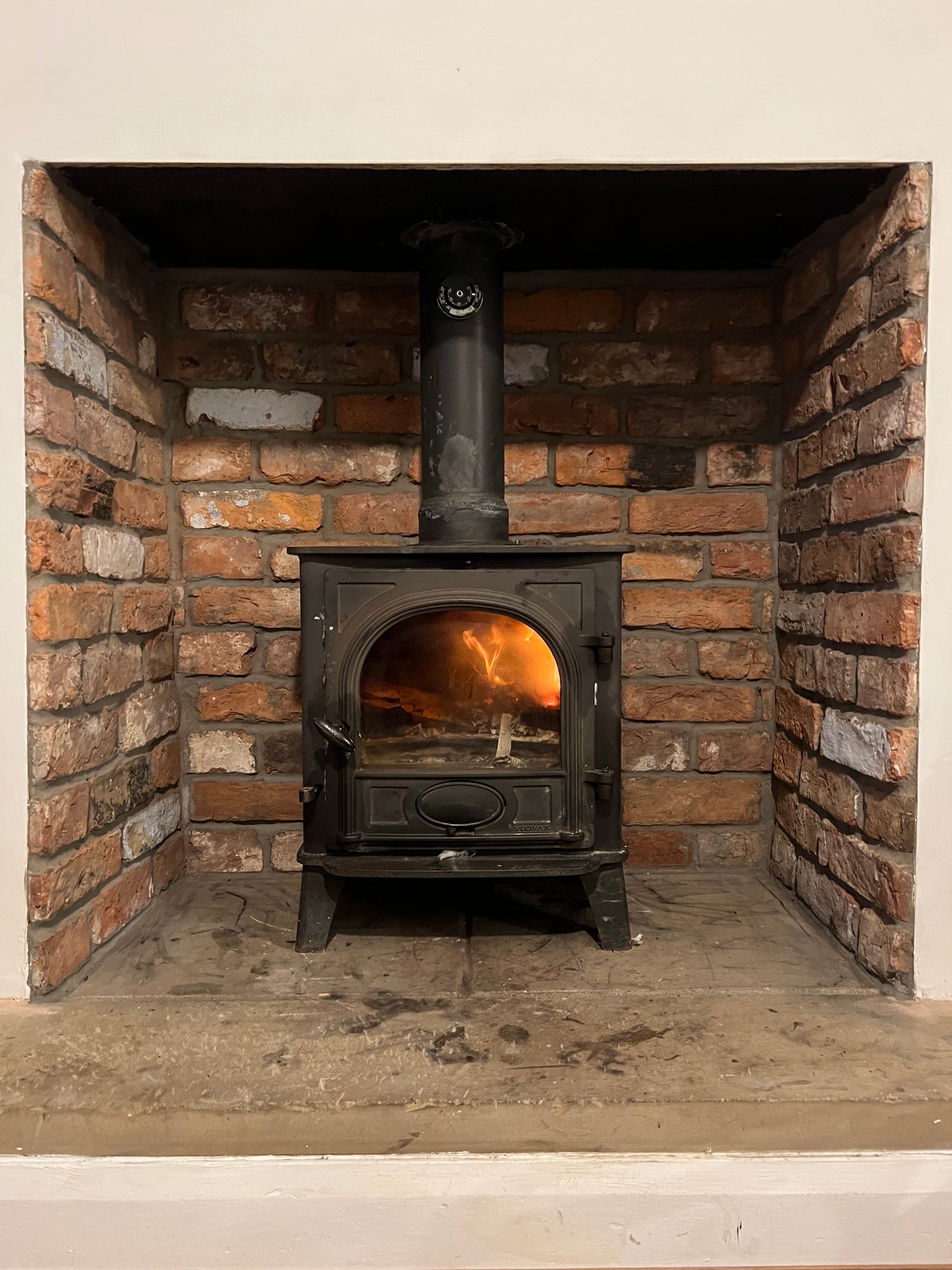 Log Burning Stove with Brick Slip Fire Chamber