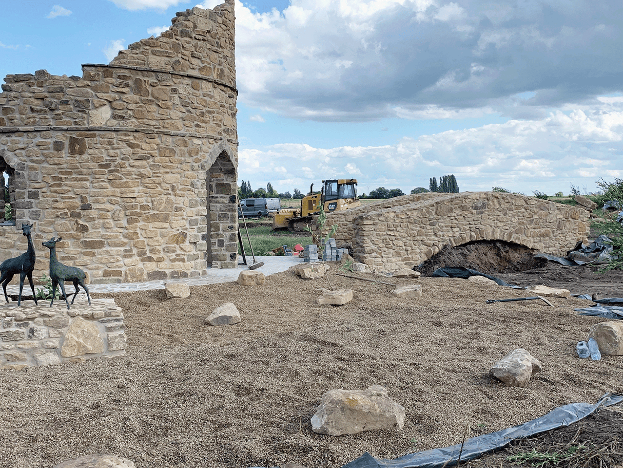 Stone Turret and Bridge Built From Reclaimed Walling Stone in Retford