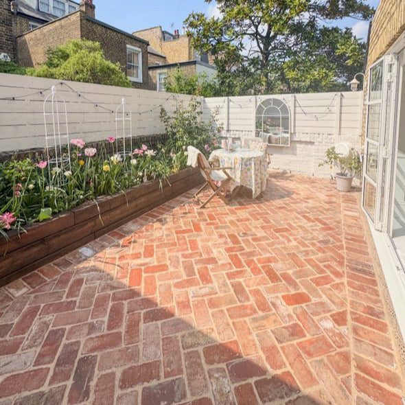 Reclaimed Clay Paving Brick in London garden patio