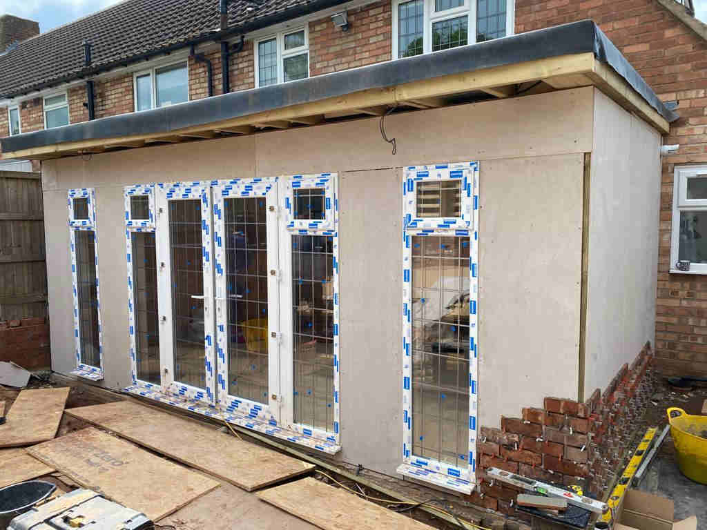 reclaimed brick slips extension at start
