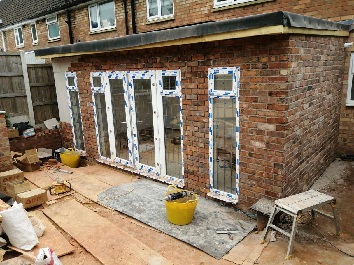 Reclaimed brick slips project angled view