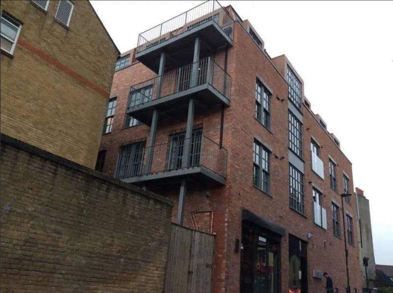 External cladding commercial building, rear view