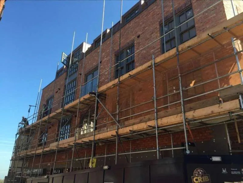 External cladding commercial building, during construction