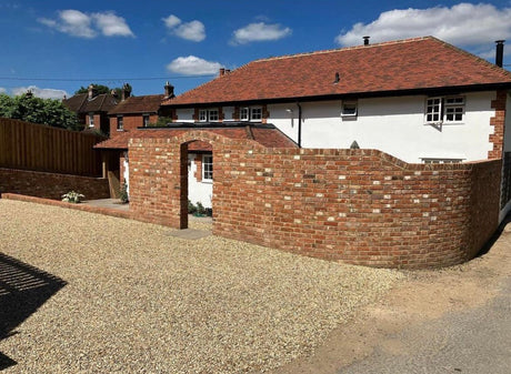 House Extension and Matching Boundary Walls Built Using Reclaimed 2 3/4" Bricks in Cotswold - Reclaimed Brick Company