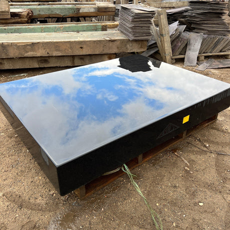 Huge 1950's Industrial Black Granite Surface Worktop Slab - From Rolls Royce Derby - Reclaimed Brick Company