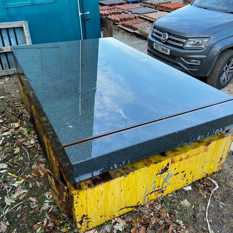 Huge 1950’s Industrial Blue Granite Surface Worktop Slab with Metal Workers Storage Stand - Reclaimed Brick Company