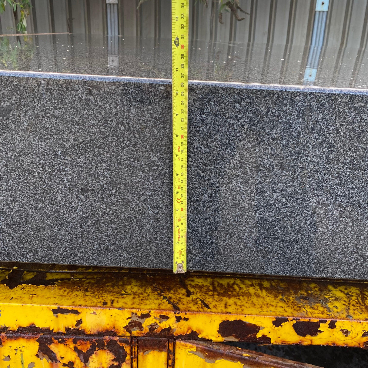 Huge 1950’s Industrial Blue Granite Surface Worktop Slab with Metal Workers Storage Stand - Reclaimed Brick Company