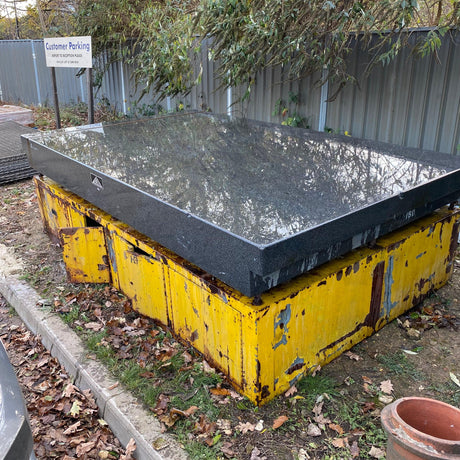 Huge 1950’s Industrial Blue Granite Surface Worktop Slab with Metal Workers Storage Stand - Reclaimed Brick Company