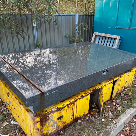 Huge 1950’s Industrial Blue Granite Surface Worktop Slab with Metal Workers Storage Stand - Reclaimed Brick Company