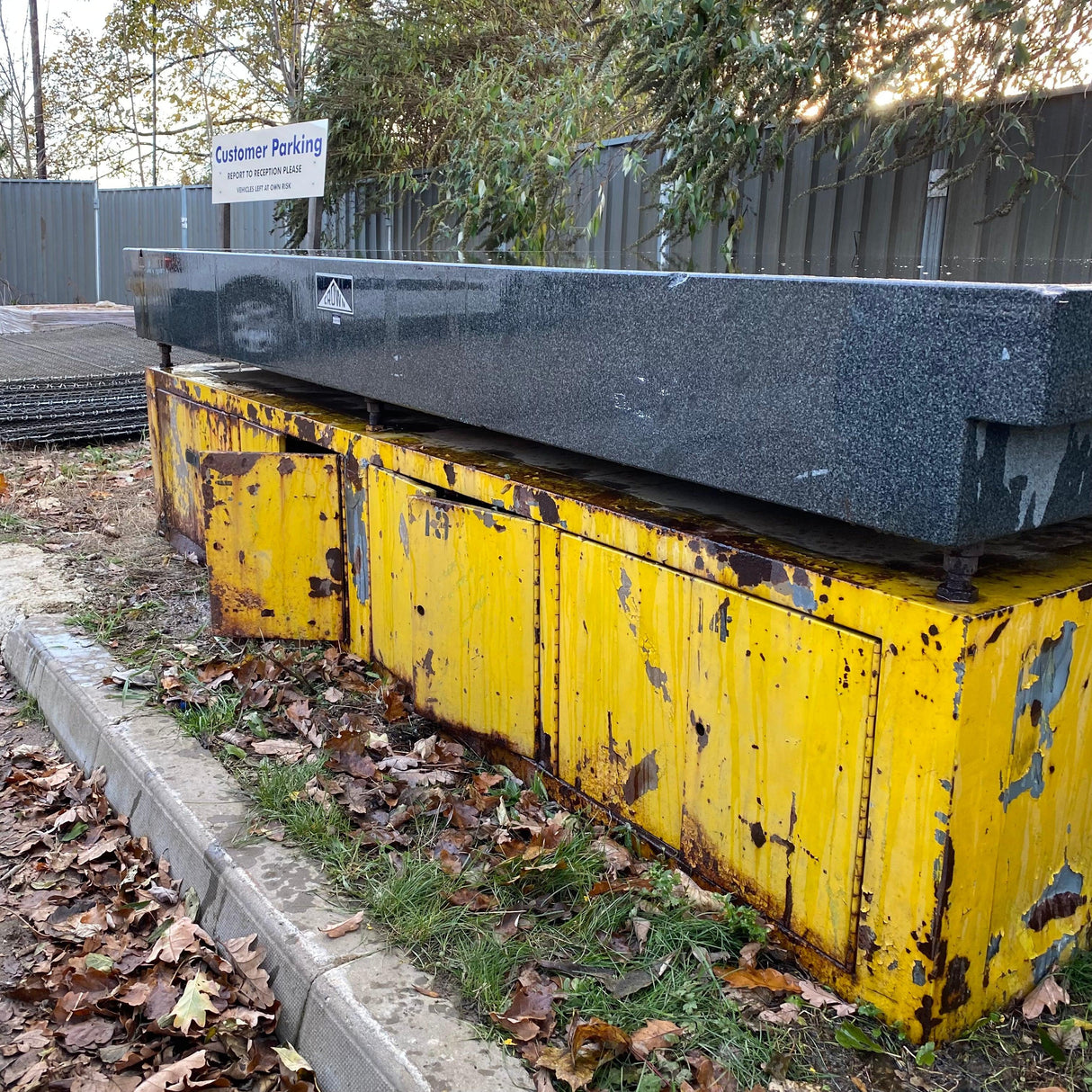 Huge 1950’s Industrial Blue Granite Surface Worktop Slab with Metal Workers Storage Stand - Reclaimed Brick Company