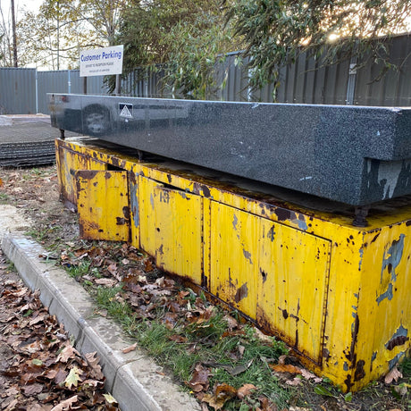 Huge 1950’s Industrial Blue Granite Surface Worktop Slab with Metal Workers Storage Stand - Reclaimed Brick Company
