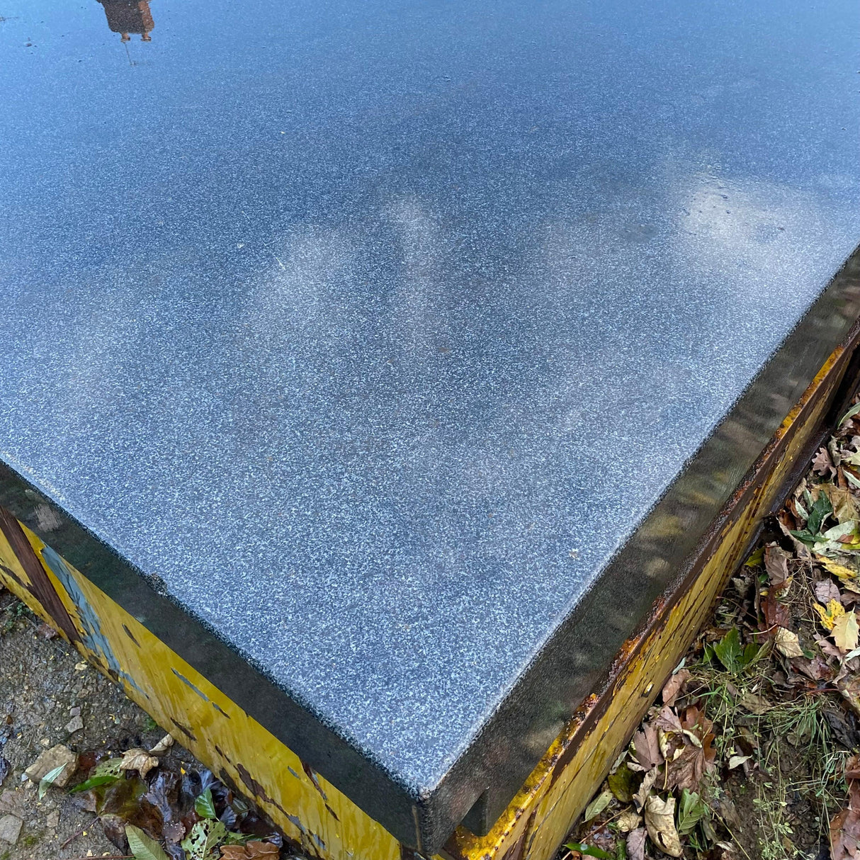 Huge 1950’s Industrial Blue Granite Surface Worktop Slab with Metal Workers Storage Stand - Reclaimed Brick Company