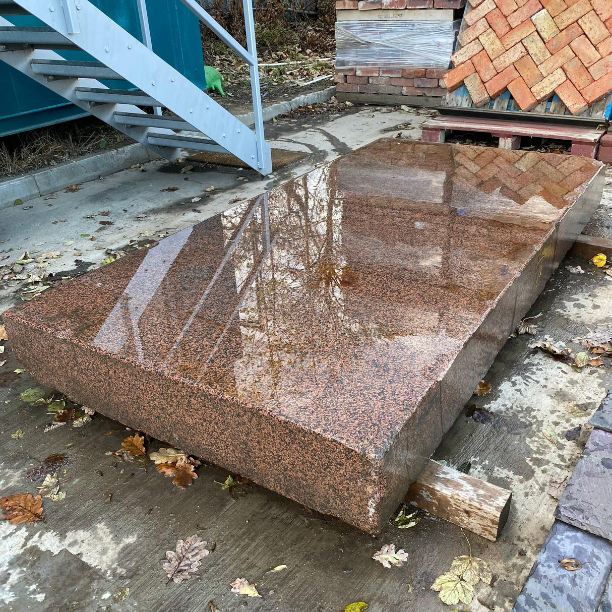 Huge 1950’s Industrial Pink Granite Surface Worktop Slab - Reclaimed Brick Company