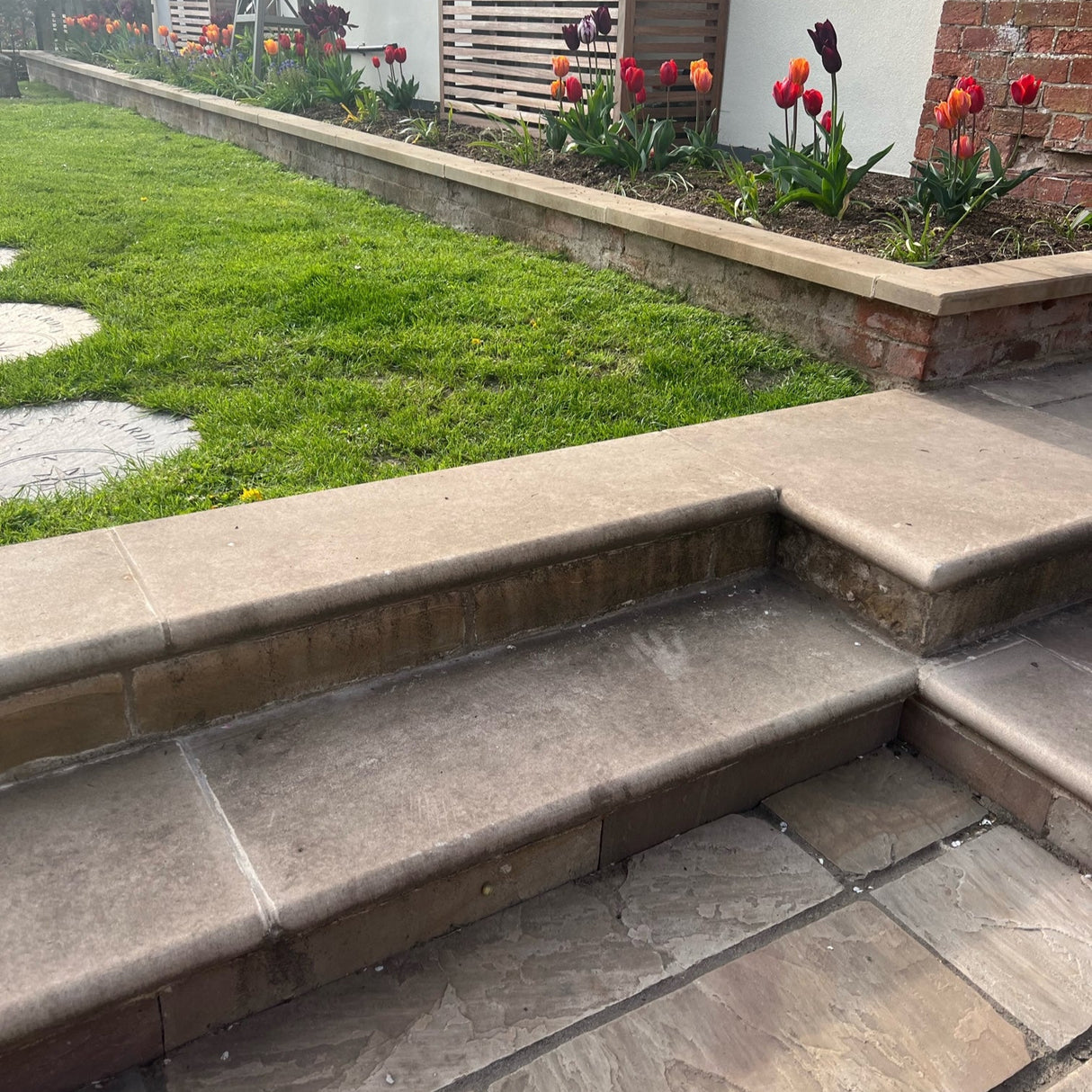 Flower Beds Built Using Recycled Bricks in Devon