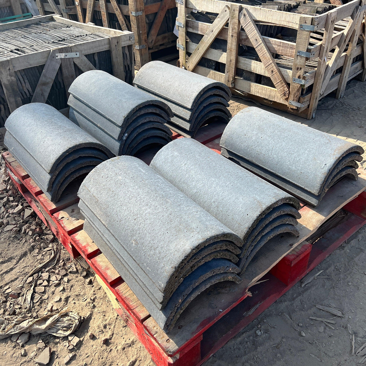 Marley Blue 20” Half Round Roof Ridge Tiles - Batch of 26 Ridges (Job Lot) - Reclaimed Brick Company