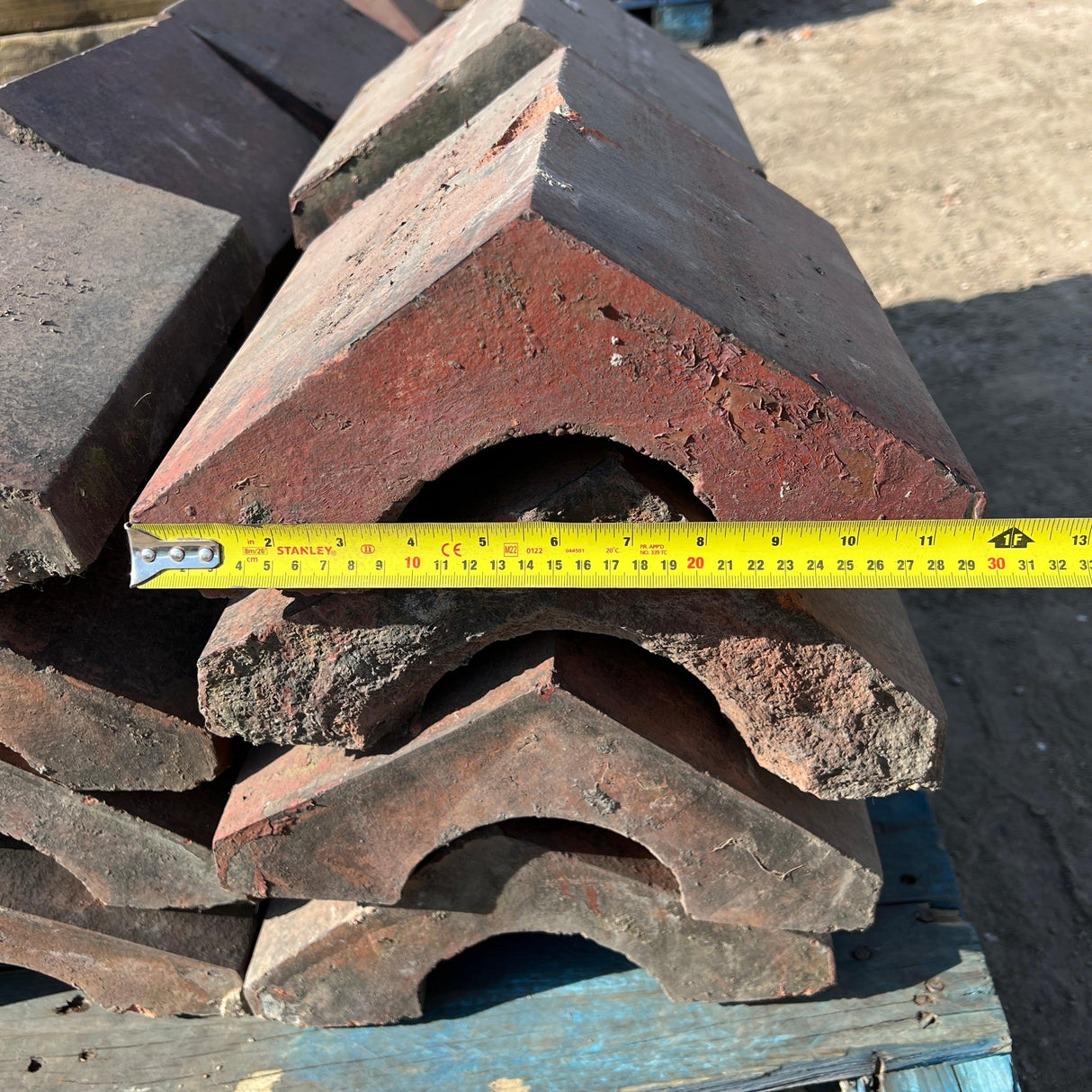 Reclaimed 12” Triangle Wall Coping Bricks - Batch of 10 Linear Meters - Reclaimed Brick Company
