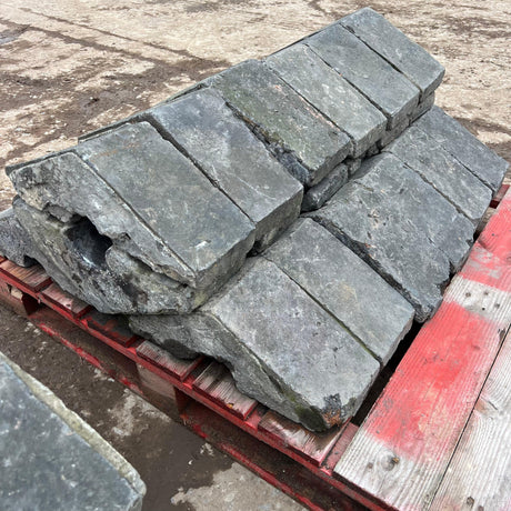 Reclaimed 18” Staffordshire Blue Triangle Wall Coping Bricks - Batch of 10 Linear Meters - Reclaimed Brick Company