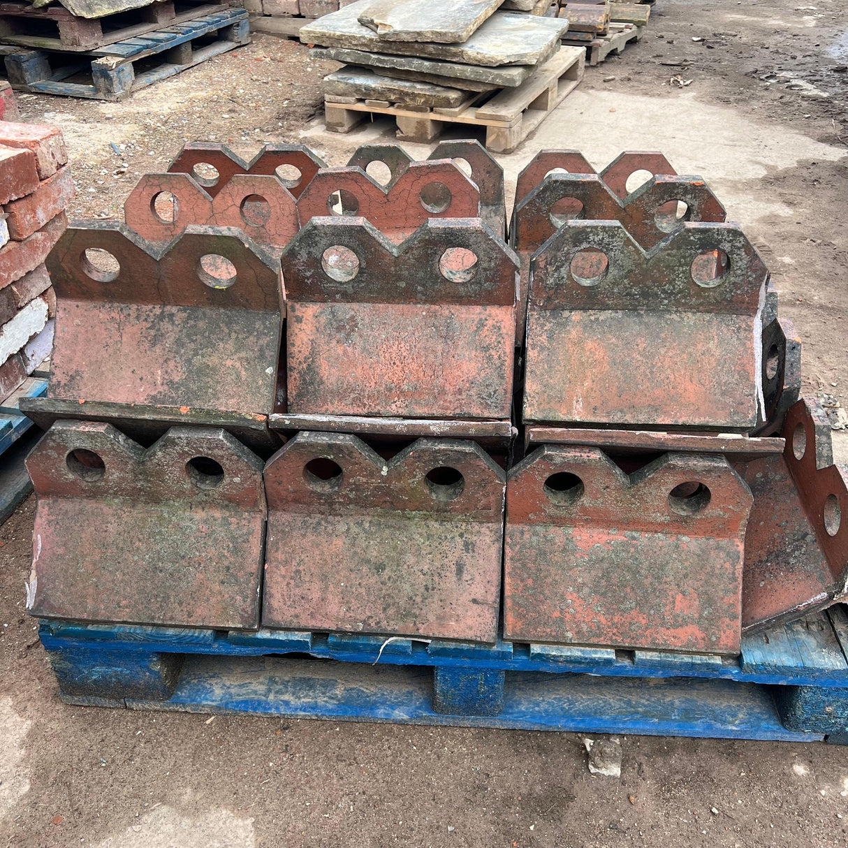 Reclaimed 2 Hole Crest Red Triangle Ridge Tiles - 80 Degrees - Reclaimed Brick Company