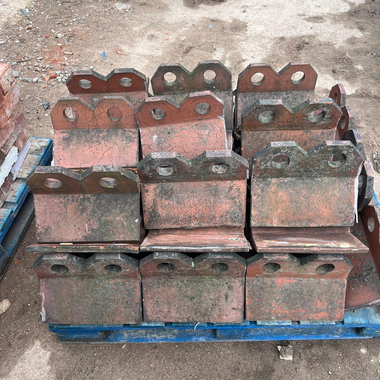 Reclaimed 2 Hole Crest Red Triangle Ridge Tiles - 80 Degrees - Reclaimed Brick Company
