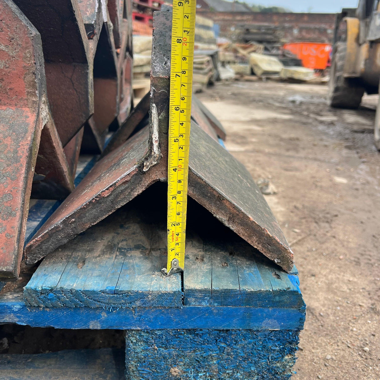 Reclaimed 2 Hole Crest Red Triangle Ridge Tiles - 80 Degrees - Reclaimed Brick Company