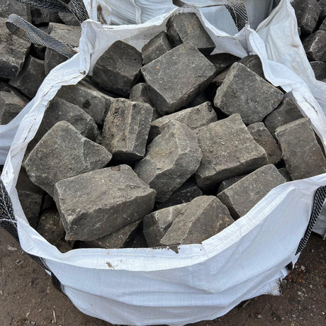 Reclaimed Basalt Stone Cobble Setts - Per Ton Bag - Reclaimed Brick Company
