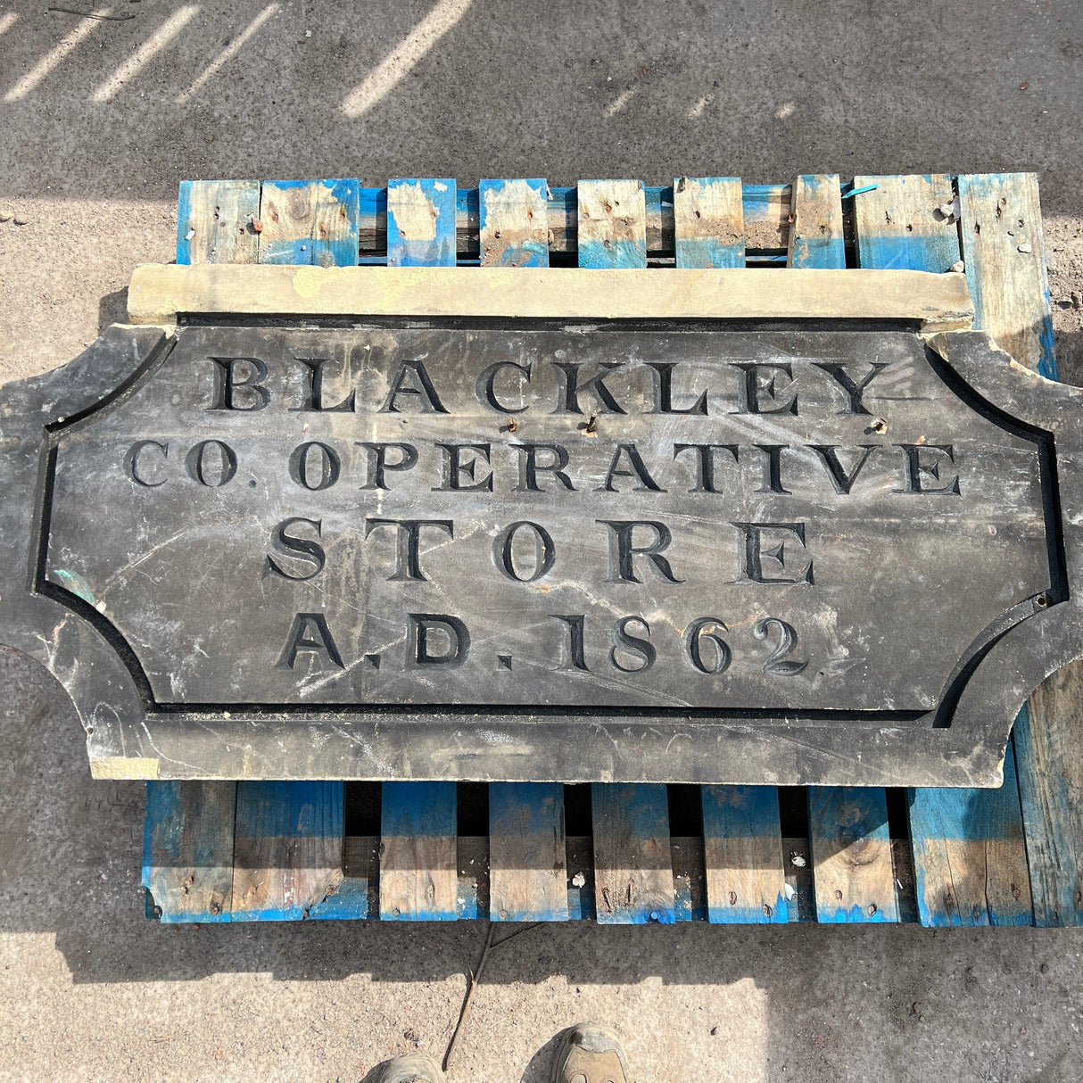 Reclaimed ‘Blackley Co-Operative Store A.D. 1862’ Gregorian Date Stone / Plaque - Reclaimed Brick Company